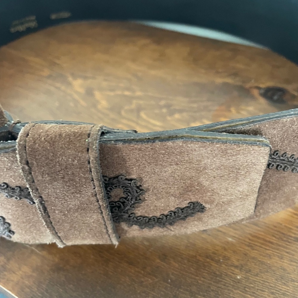 Vintage MAX MARA Belt Microsuede Embroidered Loop Design Wide Big Buckle *READ - Picture 10 of 15
